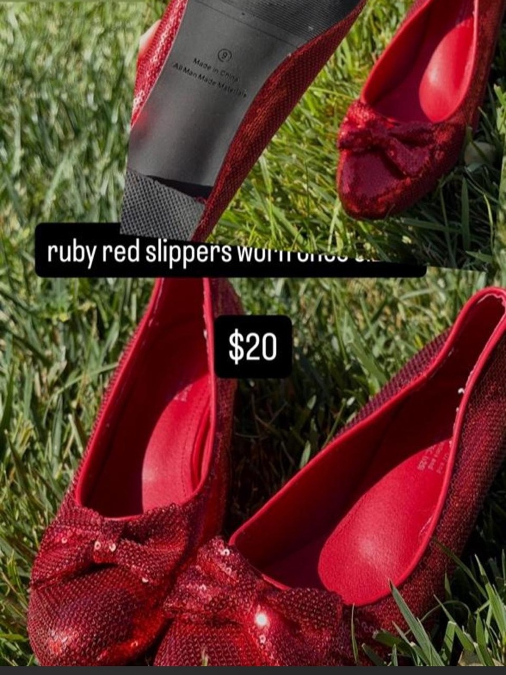 Spirit Red Sequin Bow Ballet Flats - Women